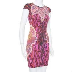 Pre Owned Just Cavalli Multicolor Animal & Abstract Printed Sheath Dress S