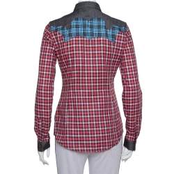 Pre Owned Just Cavalli Red & Black Contrast Patch Pocket & Collar Detail Shirt S