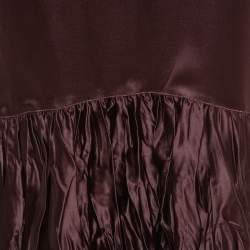 Pre Owned Just Cavalli Burgundy Satin Ruffled Fitted Maxi Skirt M