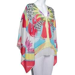 Pre Owned Just Cavalli Multicolor Printed Chiffon Kaftan Top L