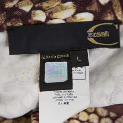 Pre Owned Just Cavalli Brown Printed Cotton Blazer L
