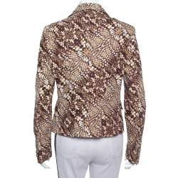 Pre Owned Just Cavalli Brown Printed Cotton Blazer L