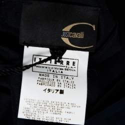 Pre Owned Just Cavalli Navy Blue Satin Halter Neck Crop Top S