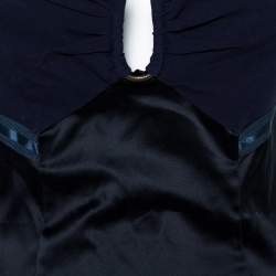 Pre Owned Just Cavalli Navy Blue Satin Halter Neck Crop Top S