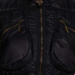 Pre Owned جاكت جاست كافالي منفو قصير مبطن اصطناعي أسود مقاس متوسط