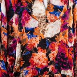 Pre Owned Just Cavalli Multicolor Silk Satin Cutout Hem Detail Oversized Mini Dress M