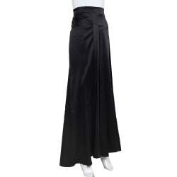 Pre Owned Just Cavalli Black Satin Paneled Maxi Skirt L