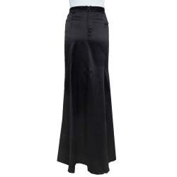 Pre Owned Just Cavalli Black Satin Paneled Maxi Skirt L