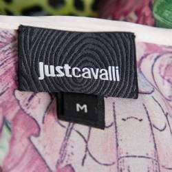 Pre Owned Just Cavalli Multicolor Printed Silk Waist Tie Detail Kaftan Tunic M