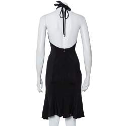 Pre Owned Just Cavalli Black Knit Halter Neck Flared Mini Dress S