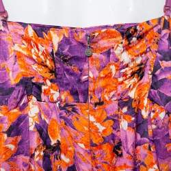 Pre Owned Just Cavalli Multicolor Printed Stretch Satin Bustier Maxi Dress S