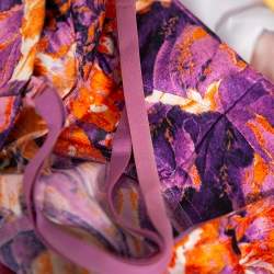 Pre Owned Just Cavalli Multicolor Printed Stretch Satin Bustier Maxi Dress S