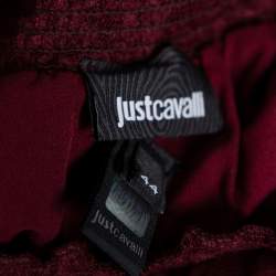 Pre Owned Just Cavalli Burgundy Lace Tiered Paneled Maxi Skirt M