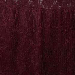 Pre Owned Just Cavalli Burgundy Lace Tiered Paneled Maxi Skirt M