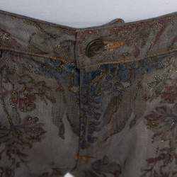Pre Owned Just Cavalli Grey Floral Printed Denim Glitter Detail Bootcut Jeans M