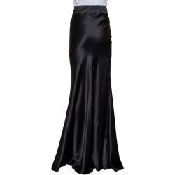 Pre Owned Just Cavalli Black Satin Paneled Maxi Skirt M