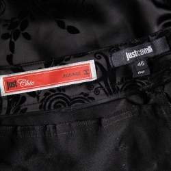 Pre Owned Just Cavalli Black Flocked Satin Tapered Leg Just Chic Jeggings L