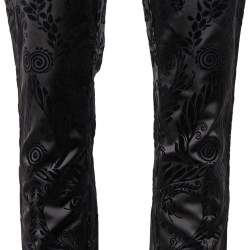 Pre Owned Just Cavalli Black Flocked Satin Tapered Leg Just Chic Jeggings L