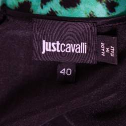 مملوكة مسبقًا Just Cavalli Black Tiger Printed Silk Mini Dress S