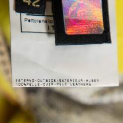 Pre Owned Just Cavalli Neon Yellow Leather Fringed Tribal Mini Skirt M