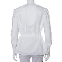 Pre Owned Just Cavalli White Cotton Lace up Waist Tie Detail Top S