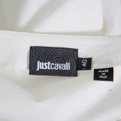 Pre Owned Just Cavalli White Cotton Lace up Waist Tie Detail Top S