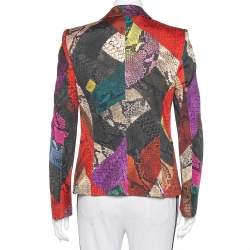 Pre Owned Just Cavalli Multicolor Snakeskin Printed Knit Button Front Blazer S