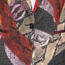 Pre Owned Just Cavalli Multicolor Snakeskin Printed Knit Button Front Blazer S