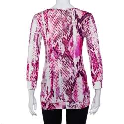 Just Cavalli Pink Animal Printed Knit Scoop Neck T-Shirt S