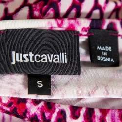 Just Cavalli Pink Animal Printed Knit Scoop Neck T-Shirt S
