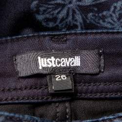 Pre Owned Just Cavalli Just Luxury Navy Blue Butterfly Printed Denim Skinny Leg Jeans S