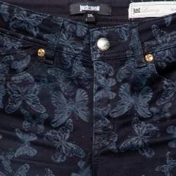 Pre Owned Just Cavalli Just Luxury Navy Blue Butterfly Printed Denim Skinny Leg Jeans S