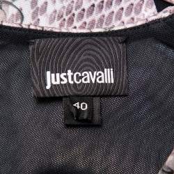 Pre Owned Just Cavalli Pink Cracking Beauty Printed Knit Sleeveless Maxi Dress S