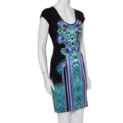 Pre Owned Just Cavalli Multicolor Animal Printed Jersey Sheath Dress M   