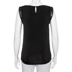 Pre Owned Just Cavalli Black Printed Jersey Puffed Armhole Detail T-Shirt S