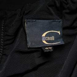 Pre Owned Just Cavalli Black Printed Jersey Puffed Armhole Detail T-Shirt S
