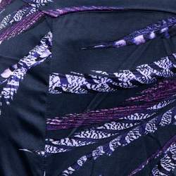 Pre Owned Just Cavalli Purple Printed Satin Flared Maxi Skirt M