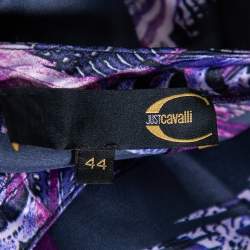 Pre Owned Just Cavalli Purple Printed Satin Flared Maxi Skirt M
