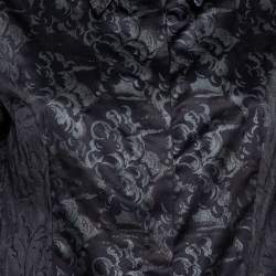 Pre Owned Just Cavalli Black Printed Satin Sleeve Tie Detail Shirt M