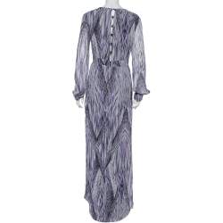 Pre Owned فستان جست كافالي ملتف شيفون مطبوع بنفسجي مقاس وسط (ميديوم)