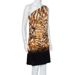 مملوكة مسبقًا Just Cavalli Multicolor Printed Jersey One Shoulder Shift Dress M