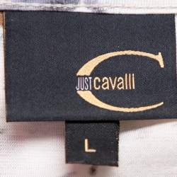 Pre Owned Just Cavalli Multicolor Printed Knit Scoop Neck T-Shirt L