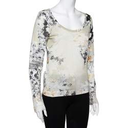 Pre Owned Just Cavalli Multicolor Printed Knit Scoop Neck T-Shirt L