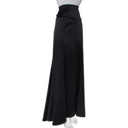 Pre Owned Just Cavalli Black Satin Paneled Maxi Skirt L
