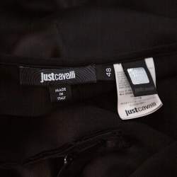 Pre Owned Just Cavalli Black Satin Paneled Maxi Skirt L