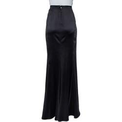 Pre Owned Just Cavalli Black Satin Paneled Maxi Skirt L