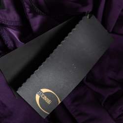 Pre Owned Just Cavalli Purple Jersey Plunge Neck Draped Top S