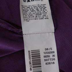 Pre Owned Just Cavalli Purple Jersey Plunge Neck Draped Top S