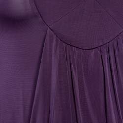 Pre Owned Just Cavalli Purple Jersey Plunge Neck Draped Top S