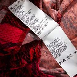 Pre Owned Just Cavalli Red Python Print Long Sleeve Cutout Back Detail Maxi Dress M